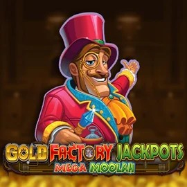 Gold Factory Jackpots Mega Moolah by Aurum Signature Studios, showcased at fortunecasino.sk – game logo